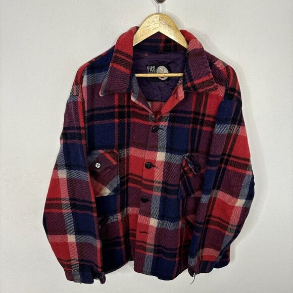 Vintage Rice Sportswear Men 2XL Red Plaid Shacket Wool Shirt Dmg Grunge 80s